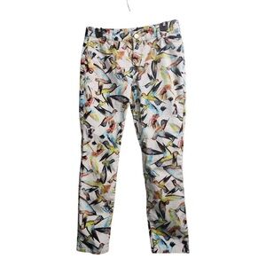 Cynthia Rowley Vibrant Hummingbird Print Pants Tropical Summer Statement Size 8